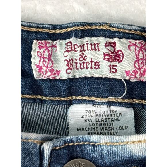 Denim & Rivets Acid Wash Track Stripe Jean Size 15 Retro Grunge Streetwear Denim - Picture 2 of 8